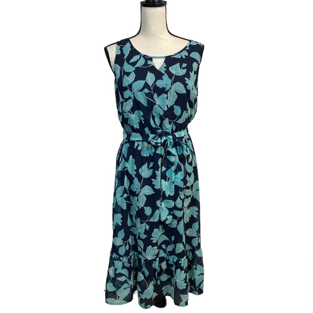 Christopher & Banks Navy Chiffon Midi Dress Size Medium